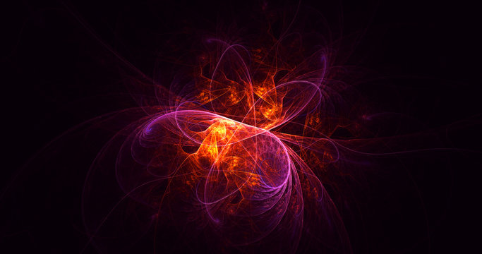Fototapeta 3D rendering abstract red fractal light background