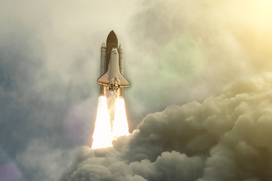 Dramatic rocket launch.  The elements of this image furnished by NASA.