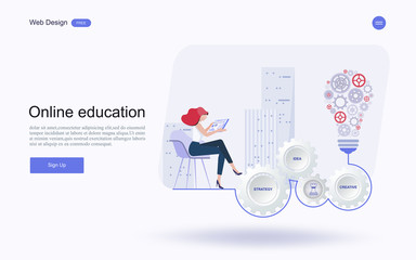 flat design concept of education for website and landing page template.Online education, training and courses, learning, Vector illustration.