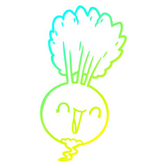cold gradient line drawing cartoon root vegetable