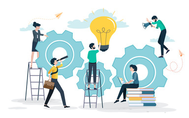 Business meeting and brainstorming. Idea and business concept for teamwork. Vector illustration.