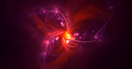 3D rendering abstract red fractal light background
