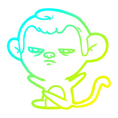 cold gradient line drawing cartoon monkey