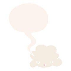 cute cartoon cloud and speech bubble in retro style
