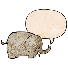 cartoon elephant and speech bubble in retro texture style