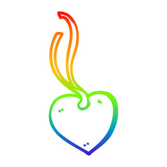 rainbow gradient line drawing cartoon heart shaped gift tag