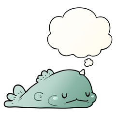 cartoon fish and thought bubble in smooth gradient style