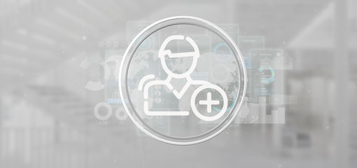 Businessman holding new contact icon