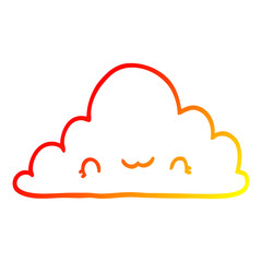 warm gradient line drawing cute cartoon cloud