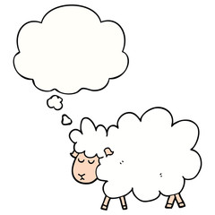 cartoon sheep and thought bubble