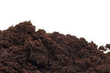 pile of soil isolated on white background - Image .