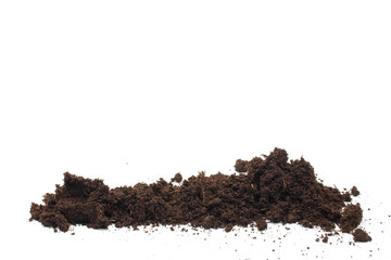 pile of soil isolated on white background - Image .