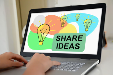 Share ideas concept on a laptop screen
