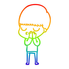 rainbow gradient line drawing cartoon calm boy