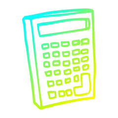cold gradient line drawing cartoon calculator