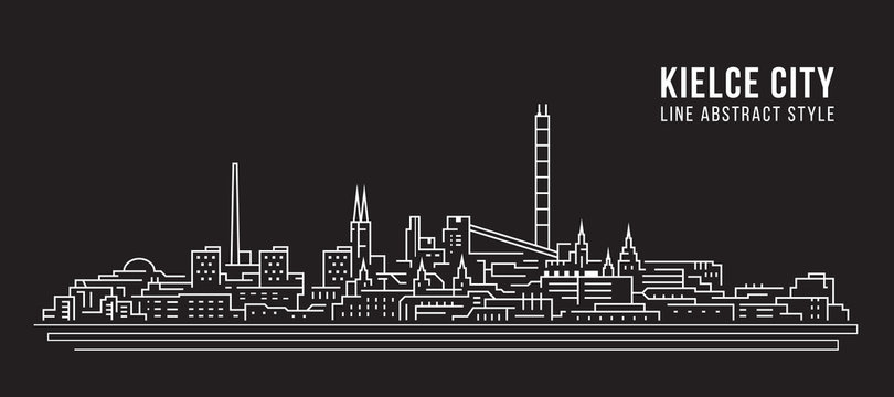 Cityscape Building Line art Vector Illustration design - Kielce city