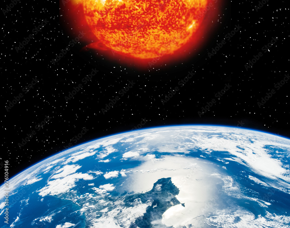 Canvas Prints earth and sun. distance between them. the elements of this image furnished by nasa.