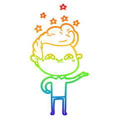 rainbow gradient line drawing cartoon excited man