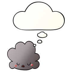 cartoon cloud and thought bubble in smooth gradient style
