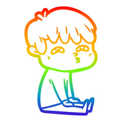 rainbow gradient line drawing cartoon curious man