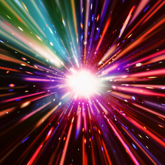 Fototapeta na wymiar Vivid colorful background with starburst. Abstract radial lines fading into background. The elements of this image furnished by NASA.
