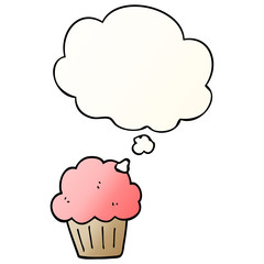 cartoon  muffin and thought bubble in smooth gradient style