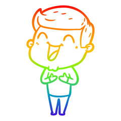 rainbow gradient line drawing cartoon man laughing