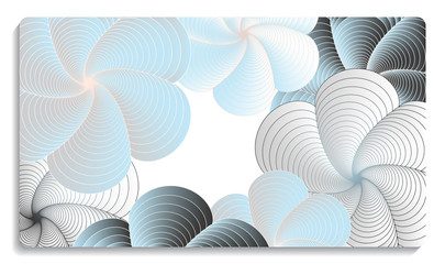 card background graphic vortex flowers pale blue silver shades