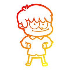 warm gradient line drawing happy cartoon man