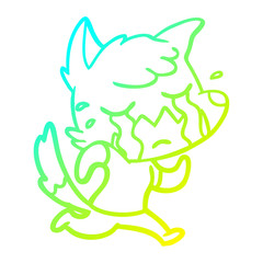 cold gradient line drawing crying fox cartoon