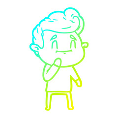 cold gradient line drawing happy cartoon man