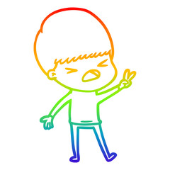 rainbow gradient line drawing cartoon stressed man