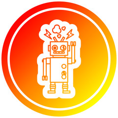 malfunctioning robot circular in hot gradient spectrum