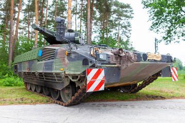 German infantry fighting vehicle stands on a street