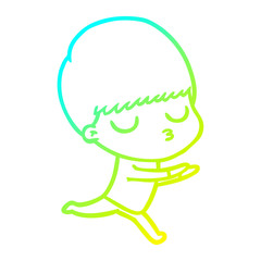 cold gradient line drawing cartoon calm boy