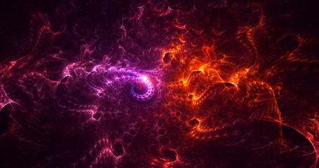 3D rendering abstract red fractal light background