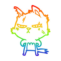 rainbow gradient line drawing tough cartoon cat