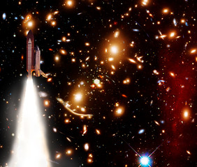 Rocket going to planets and stars. The elements of this image furnished by NASA.