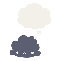 cartoon cloud and thought bubble in retro style