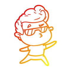 warm gradient line drawing cartoon cool guy