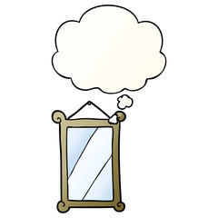 cartoon mirror and thought bubble in smooth gradient style