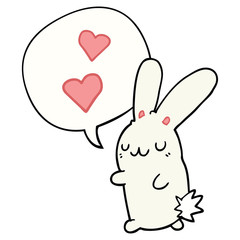 cartoon rabbit in love and speech bubble