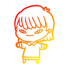 warm gradient line drawing cartoon woman