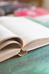 Close up of an hardcover open book
