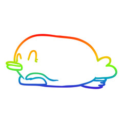 rainbow gradient line drawing penguin lying on belly