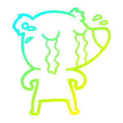 cold gradient line drawing cartoon crying bear