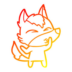 warm gradient line drawing cartoon wolf whistling