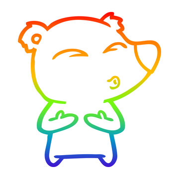 recommend clip art: rainbow gradient line drawing cartoon whistling bear