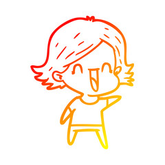 warm gradient line drawing cartoon happy woman