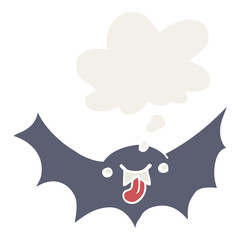 cartoon vampire bat and thought bubble in retro style